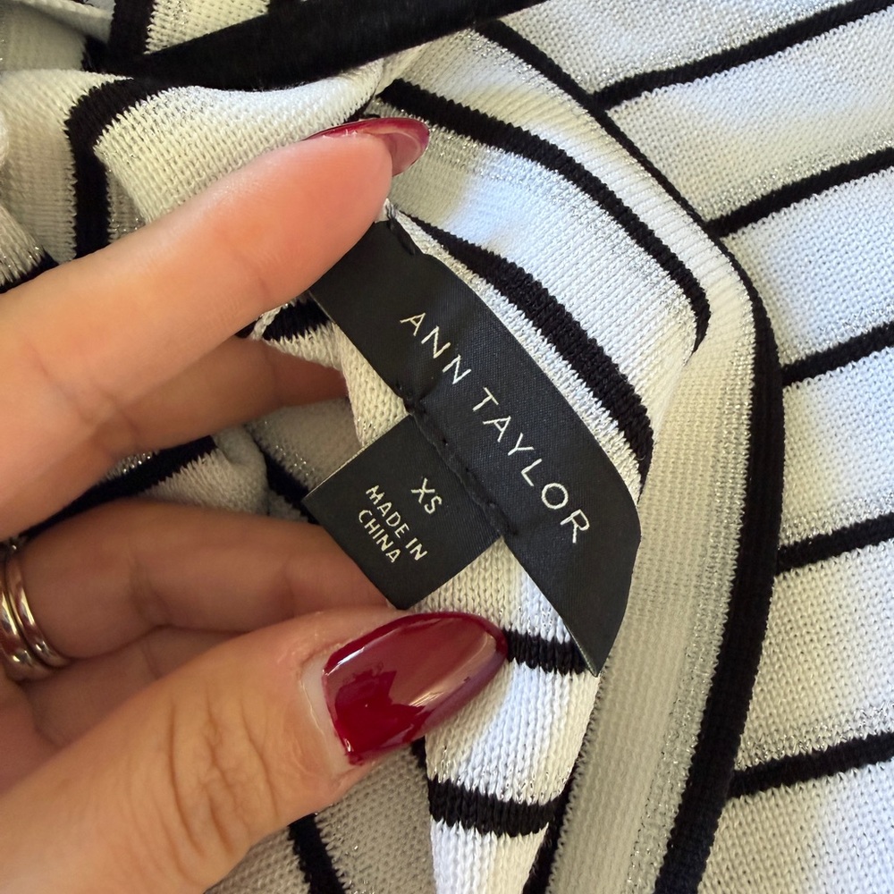 Ann Taylor White and Black Striped Strapless Dress - Picture 7 of 7